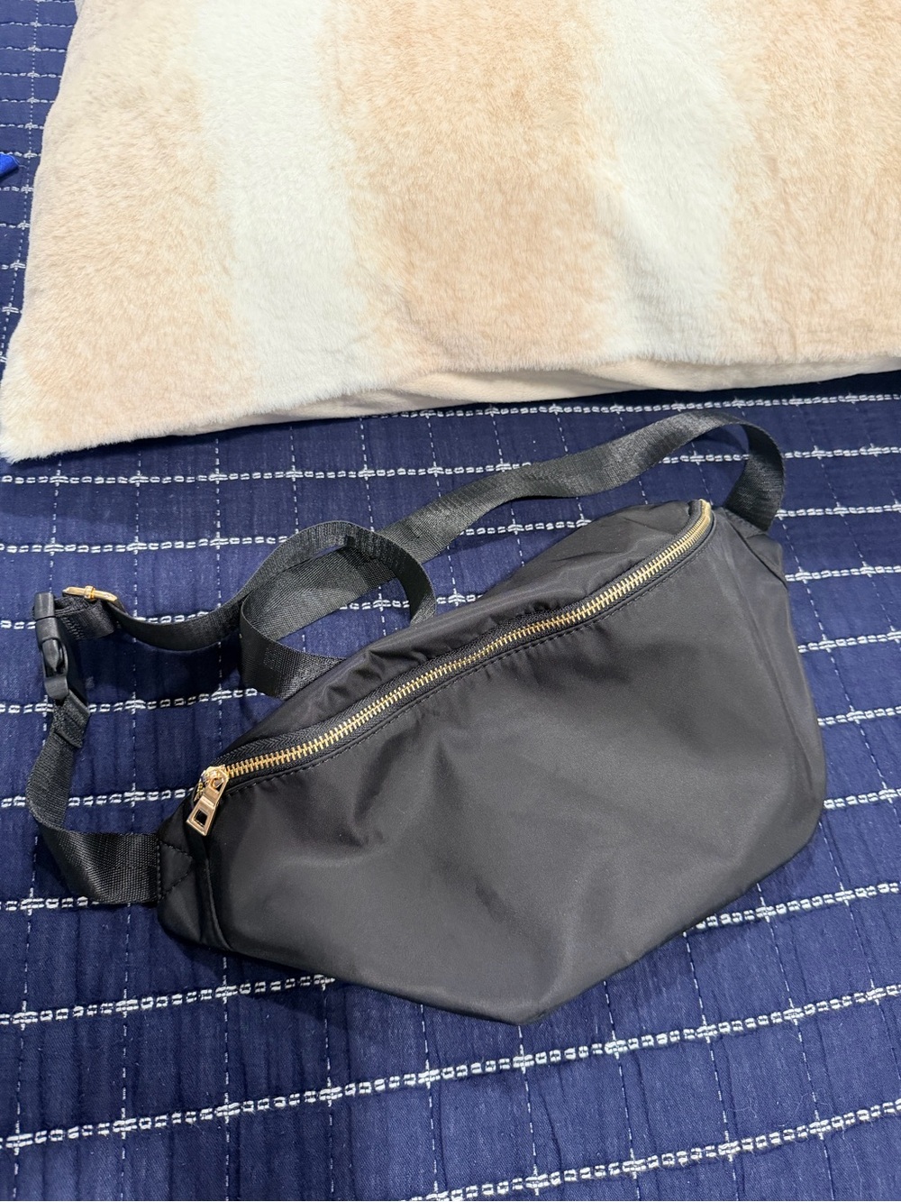 Classic Black Hobo Crossbody with Gold Zipper